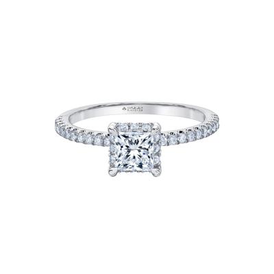 Princess-Cut Diamond Halo Engagement Ring in 14K White Gold (1 ct. tw.)
