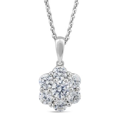 Lab Grown Diamond Cluster Pendant in 10K White Gold (1 ct. tw.)