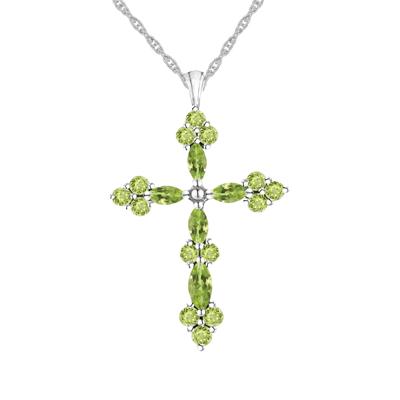 Peridot Cross Pendant in Sterling Silver