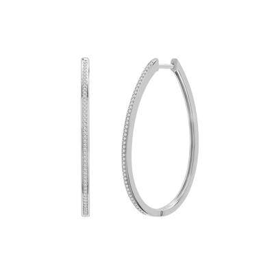 Diamond Oval Hoop Earrings in Sterling Silver (1/4 ct. tw.)