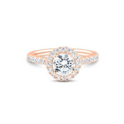 Lab Grown Diamond Round Halo Engagement Ring in 14K Rose Gold (1 1/2 ct. tw.)