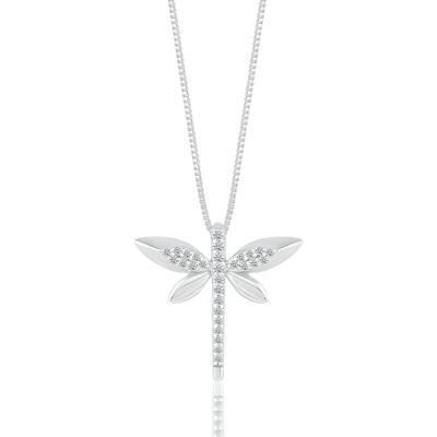 Diamond Dragonfly Pendant in Sterling Silver (1/8 ct. tw.)