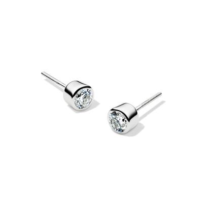 Lab Grown Diamond Round Bezel-Set Solitaire Stud Earrings in 14K White Gold (1/2 ct. tw.)