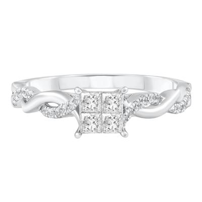 Diamond Princess-Cut Twist Band Engagement Ring in 14K White Gold (1/2 ct. tw.)