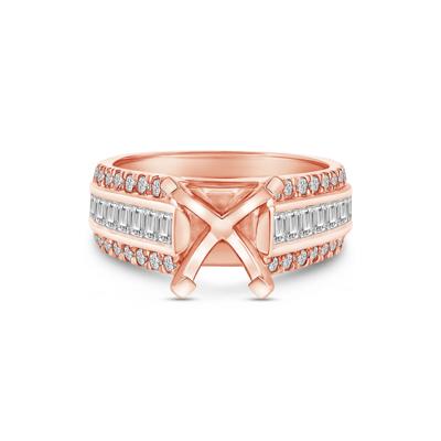 1 ct. tw. Round and Baguette-Cut Diamond Semi-Mount Engagement Ring in 14k Rose Gold (Setting Only)
