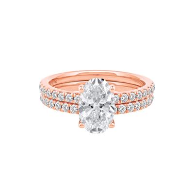 Charlotte Lab Grown Diamond Oval-Shaped Engagement Ring Set in 14K Rose Gold (2 3/4 ct. tw.)