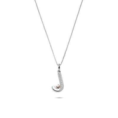 Diamond Accent Initial J Pendant in Sterling Silver and 14K Rose Gold
