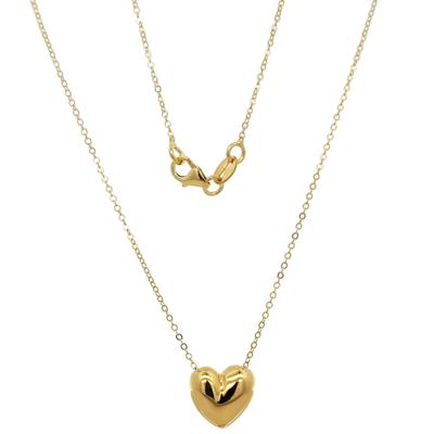 Puff Heart Necklace in 14K Yellow Gold