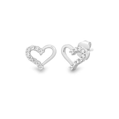 Diamond Open Heart Stud Earrings in Sterling Silver (1/4 ct. tw.)