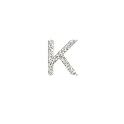 Single-Letter Stud Earring “K” with Diamond Accents in 10K Yellow Gold