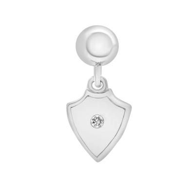 Diamond Accent Shield Bead Charm in Sterling Silver