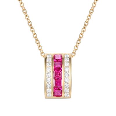 Ruby and Diamond Necklace in 10K Yellow Gold (1/5 ct. tw.)