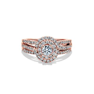 Diamond Double Halo Engagement Ring in 14K Rose Gold (1 ct. tw.)