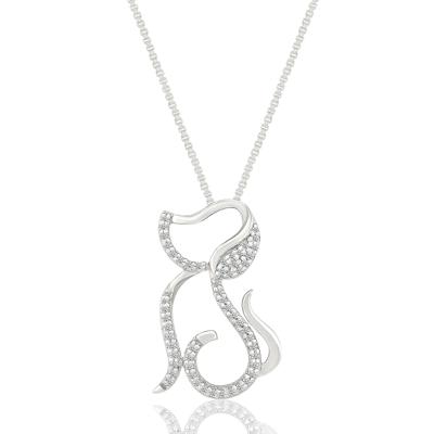 Diamond Dog Pendant in Sterling Silver (1/10 ct. tw.)