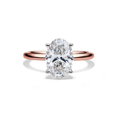 Lab Grown Diamond Solitaire Oval Engagement Ring in 14K Rose Gold (3 ct.)