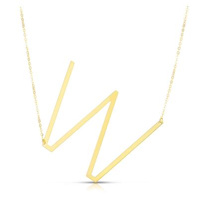 "W" Initial Necklace in 14K Yellow Gold