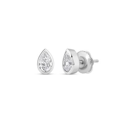 Lab Grown Diamond Bezel-Set Pear-Shaped Solitaire Stud Earrings in 14K White Gold (1/2 ct. tw.)