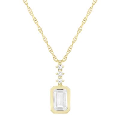 Lab-Created White Sapphire and Diamond Accent Pendant in 10K Yellow Gold