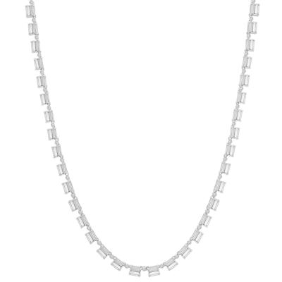 Lab-Created White Sapphire Tennis Necklace in Sterling Silver