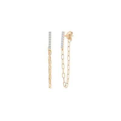 Diamond Bar Paperclip Chain Earrings in Vermeil (1/7 ct. tw.)