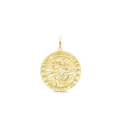 Men's Diamond Accent Saint Christopher Charm in 10K Yellow Gold