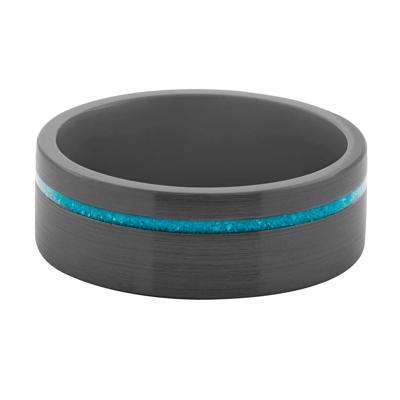 Men's Turquoise Inlay Band in Zirconium, 8MM