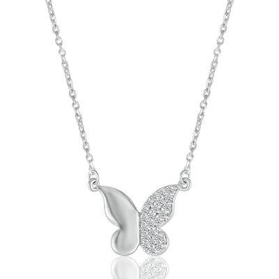 Diamond Butterfly Pendant in Sterling Silver (1/8 ct. tw.)