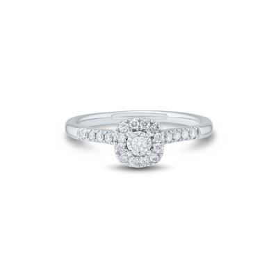 Round-Shaped Lab Grown Diamond Promise Ring with Halo in 10K White Gold (1/4 ct. tw.)