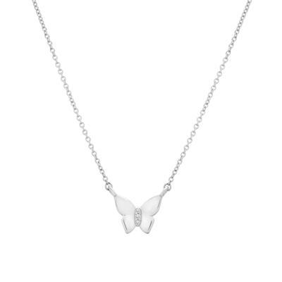 Diamond Accent Butterfly Pendant Necklace in Sterling Silver