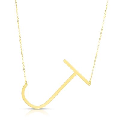 “J” Initial Necklace in 14K Yellow Gold