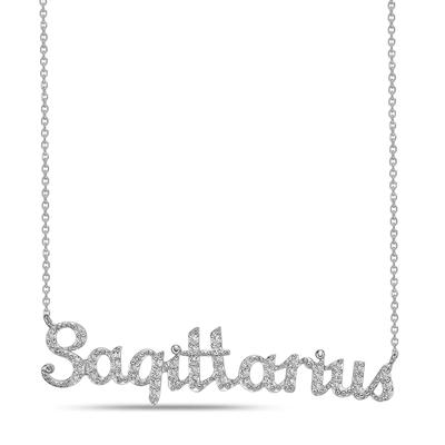 Sagittarius Lab Created White Sapphire Necklace in Sterling Silver