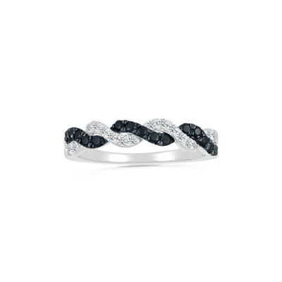Black and White Diamond Twist Band in Sterling Silver (3/8 ct. tw.)