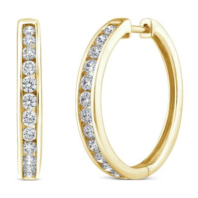 Diamond Channel-Set Hoop Earrings in 10K Yellow Gold (1 ct. tw.)