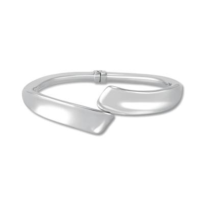 Concave Bypass Bangle Bracelet in Sterling Silver