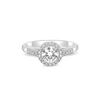 Lab Created White Sapphire & 1/8 ct. tw. Diamond Ring in Sterling Silver