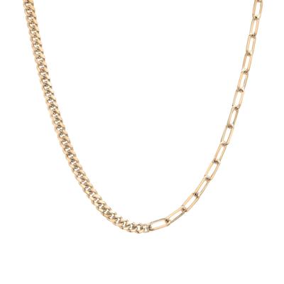 Curb and Paperclip Chain Necklace in Vermeil, 18"