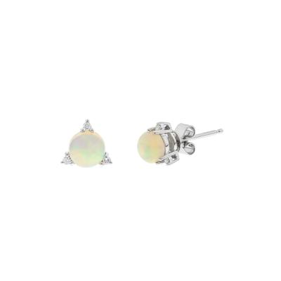 Opal & Diamond Earrings in 10K White Gold