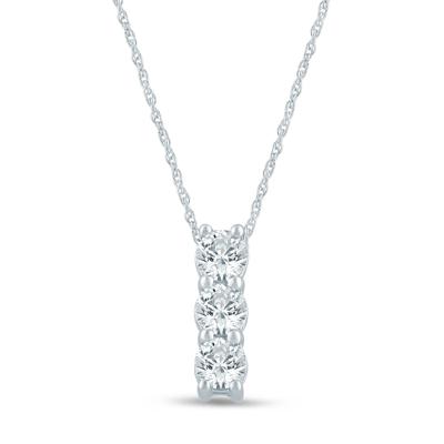 Lab Grown Diamond Three-Stone Pendant in 10K White Gold (5/8 ct. tw.)