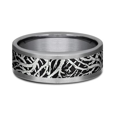 Men's Branch Pattern Band in Tantalum & Black Titanium, 8MM
