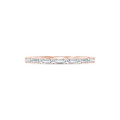 Lab Grown Diamond Baguette and Round Band in 10K Rose Gold (1/4 ct. tw.)
