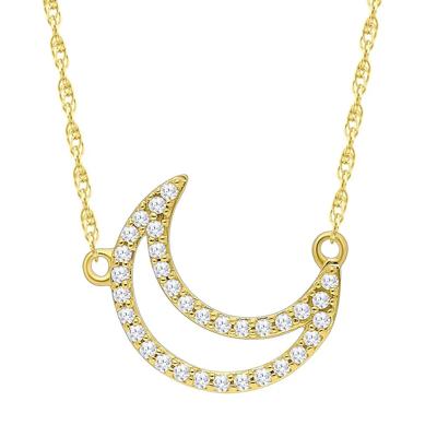 Diamond Moon Necklace in 10K Yellow Gold
