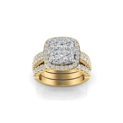Lab Grown Multi-Diamond Engagement Ring Set in 10K Yellow Gold (3 ct. tw.)