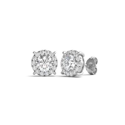 Lab Grown Diamond Round Halo Earrings in 14K White Gold (2 ct. tw.)