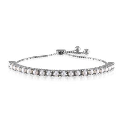 Freshwater Cultured Pearl Bolo Bracelet in Sterling Silver
