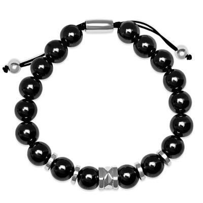 Gray Hematite Bead Bolo Bracelet in Sterling Silver
