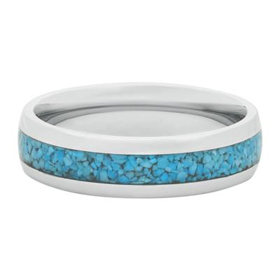 Men's Domed Turqoise Inlay Band in Cobalt Chrome, 6MM