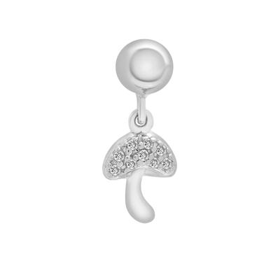 Diamond Accent Mushroom Bead Charm in Sterling Silver