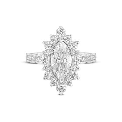 Lab Grown Diamond Marquise-Shaped Halo Engagement Ring in 14K White Gold (2 1/3 ct. tw.)