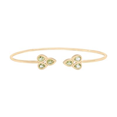 Peridot Open Circle Bangle Bracelet in 14K Yellow Gold