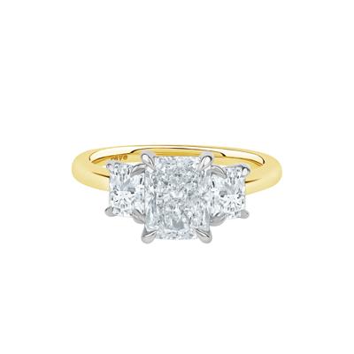 Scottie Lab Grown Diamond Radiant-Cut Three-Stone Engagement Ring in 14K White and Yellow Gold (3 ct. tw.)